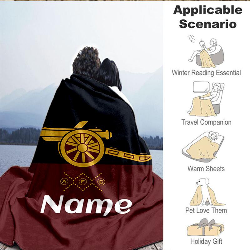 Custom Name Arse-nal Football Crest Blanket Lightweight Ideal Bedding Blanket Perfect for Travel, Camping, Living Rooms, Sofas, Christmas Gift