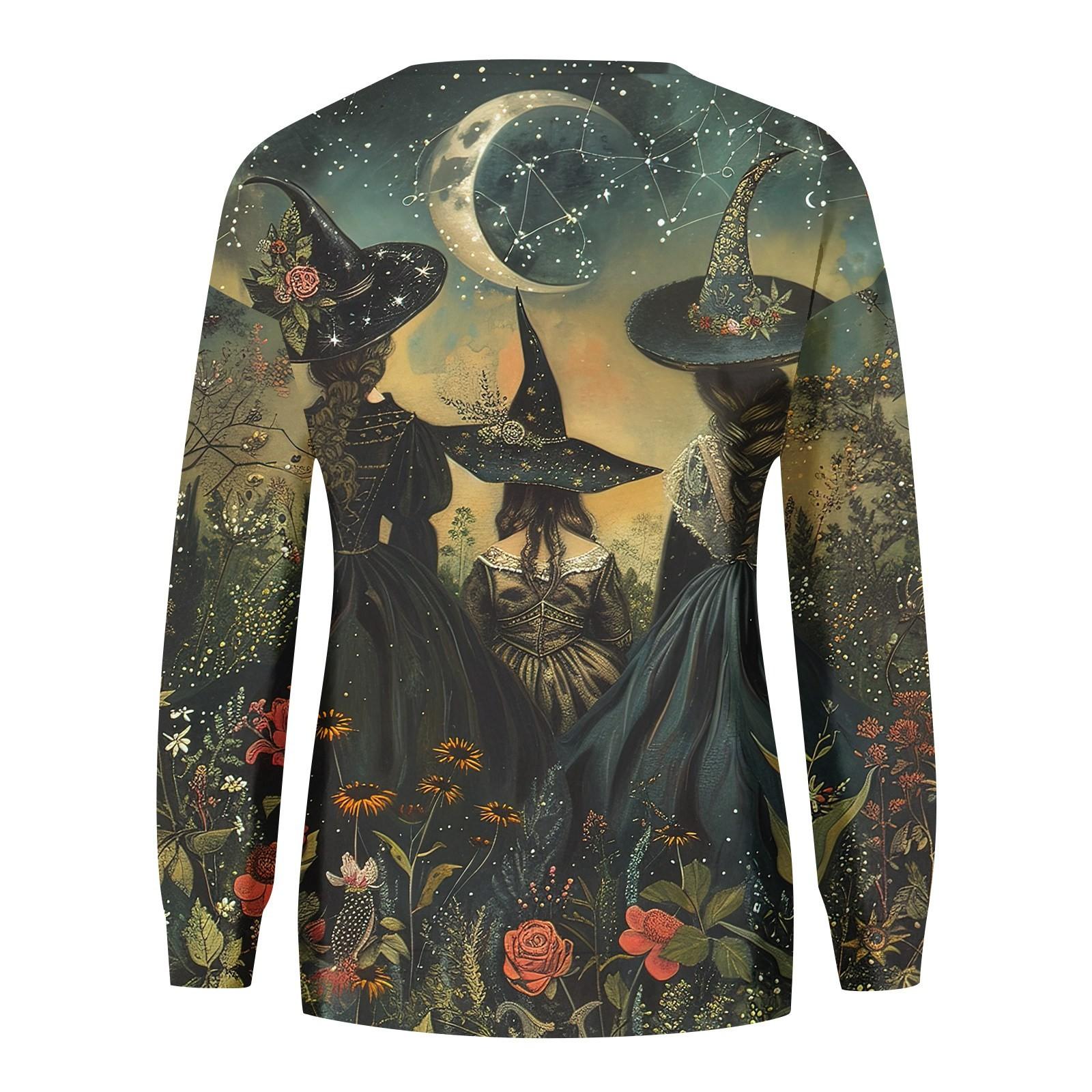 Женская мода повседневная толстовка с капюшоном с длинным рукавом и принтом на Хэллоуин — фото 4