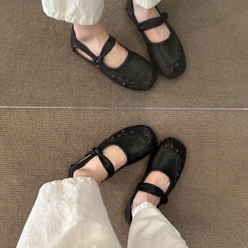 

Балетки Летние Сандалии Обувь 2025 Новые Женские Балетки Мэри Джейн Женская Обувь Женская Обувь на Плоской Подошве 35 чёрный