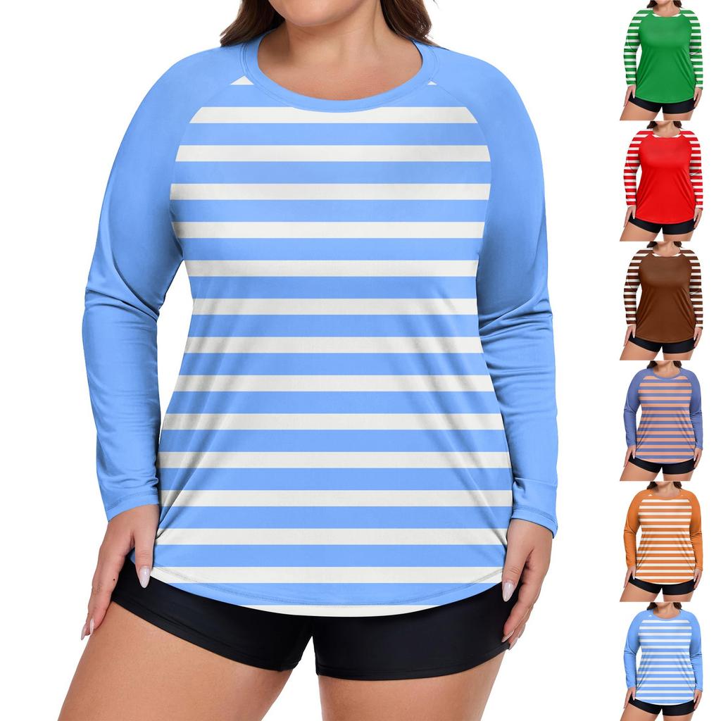 Dámské tištěné plavky s dlouhým rukávem ve velkých velikostech, sluneční bunda, rychleschnoucí turistický top