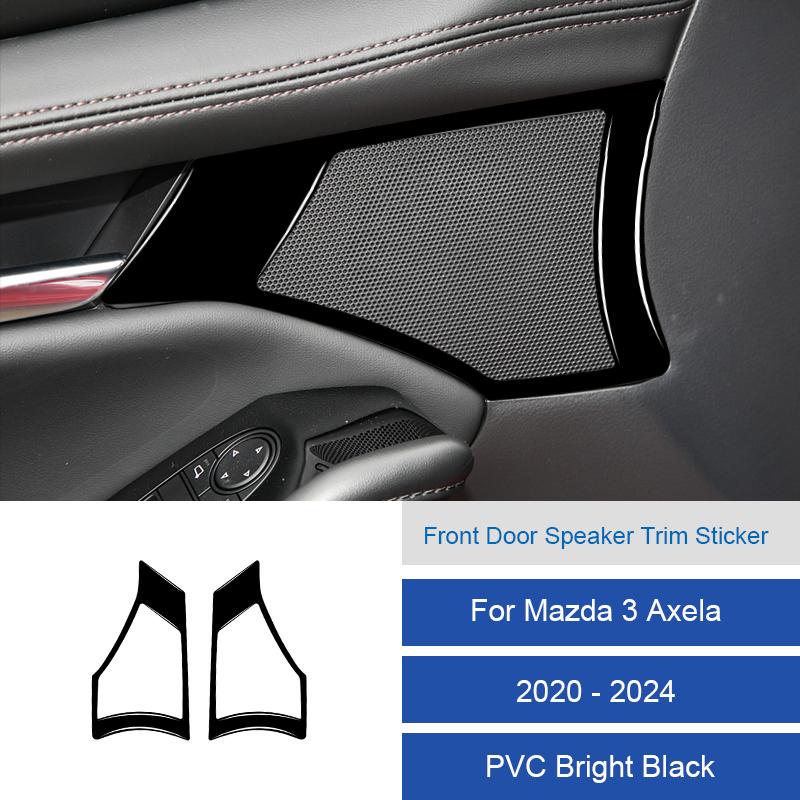 For Mazda 3 Axela 2020 2021 2022 2023 2024 Car Interior Solf Carbon Fiber / PVC Front Door Speaker Trim Sticker