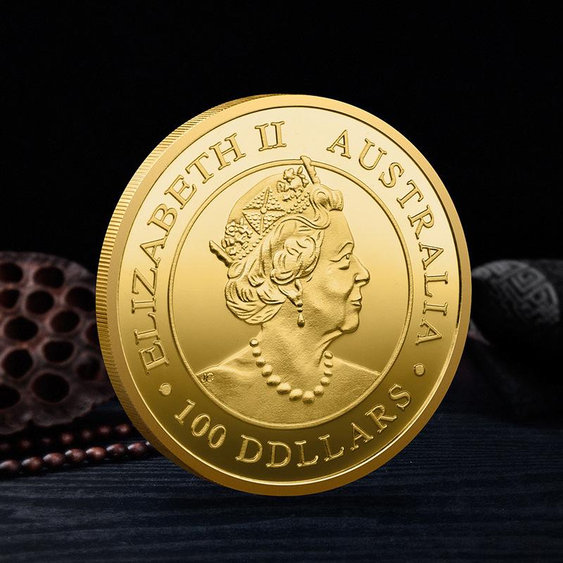 Monedă Suvenir Cangur Australian Placată cu Aur 1OZ Elisabeta a II-a Australia
