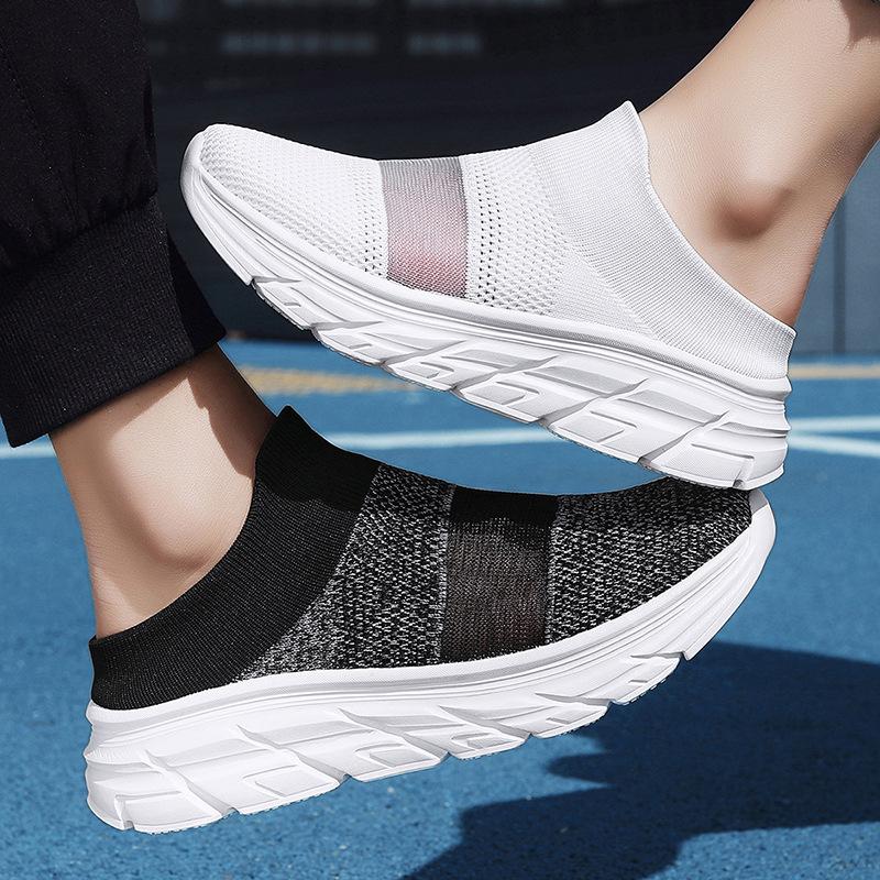 Men's shoes large size summer breathable fly-woven mesh 47 casual one-pedal half-tray sports light and versatile walking