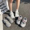 Fashion Double Lace Dad Shoes Women's Spring New Thick Bottom Heightening Mesh Breathable Casual Sports Shoes