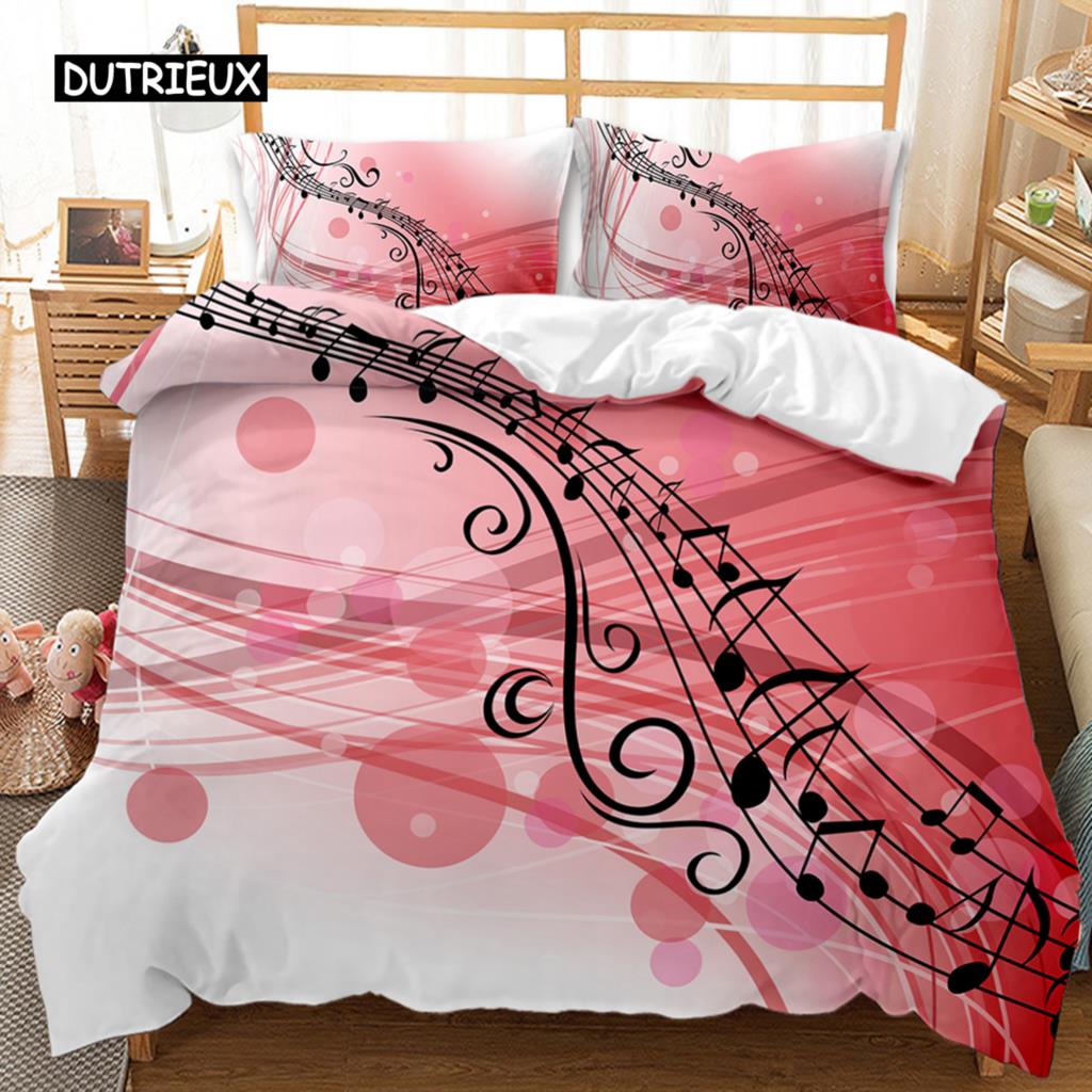 Music Series Comforter Cover Collection Rainbow Music Notes Tie Dye Sleep Bedding Collection Musical Party Double Size Queen Dimension King Size Size