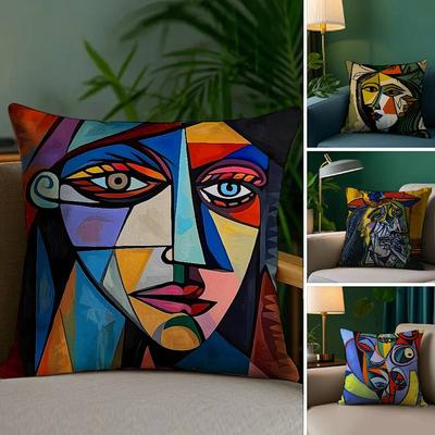 Picasso Abstract Art Painting Pillow Case Plush Fabric Soft Pillowcase Double Sided Print Sofa Cushion Cover Throw