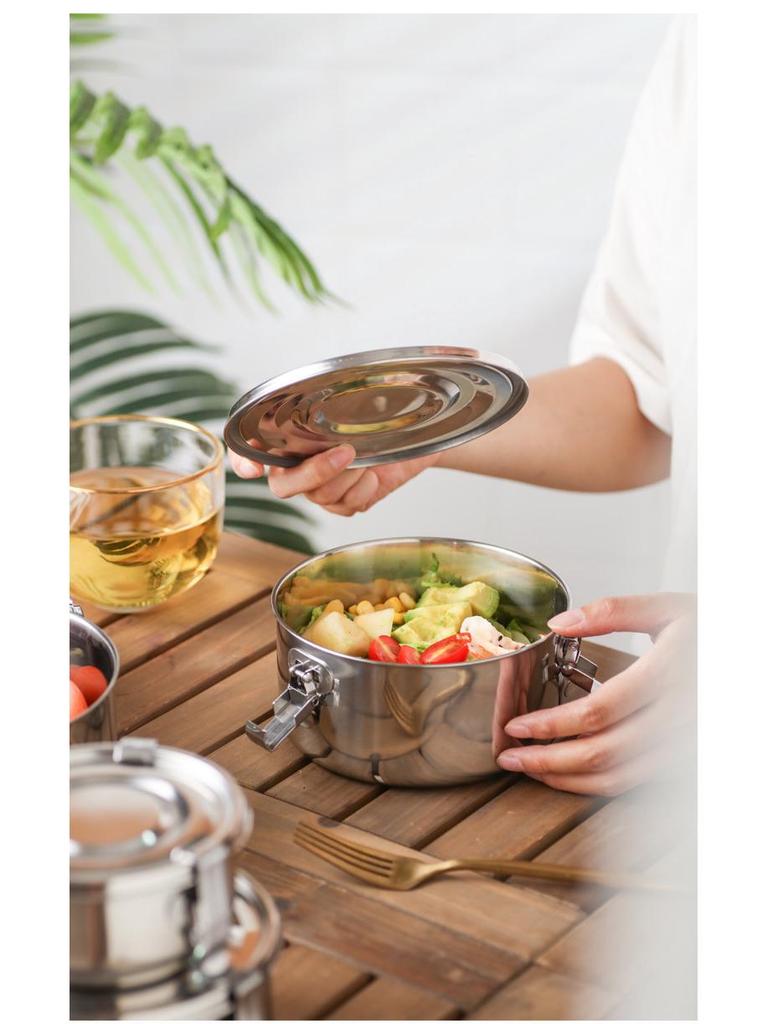 304 Stainless Steel Leak-Proof Korean Bento Lunch Box Set - 3-Piece Fresh-Keeping Containers