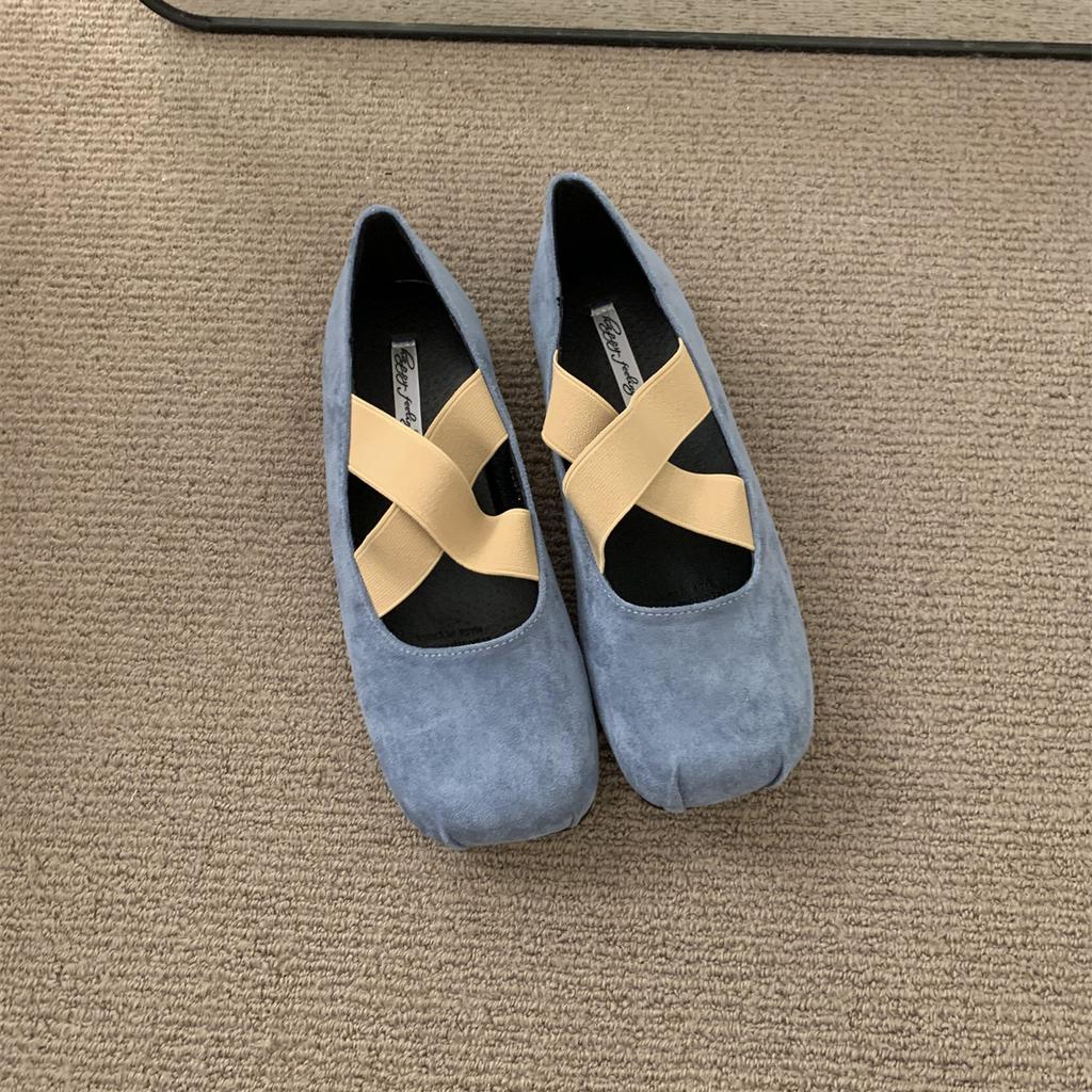 Fashion Bailamos Women Flats Elastic Cross Ballet Shoes Suede Single Shoes New Retro Everything Soft Soled Mary Jane Casual Shoes Mujer