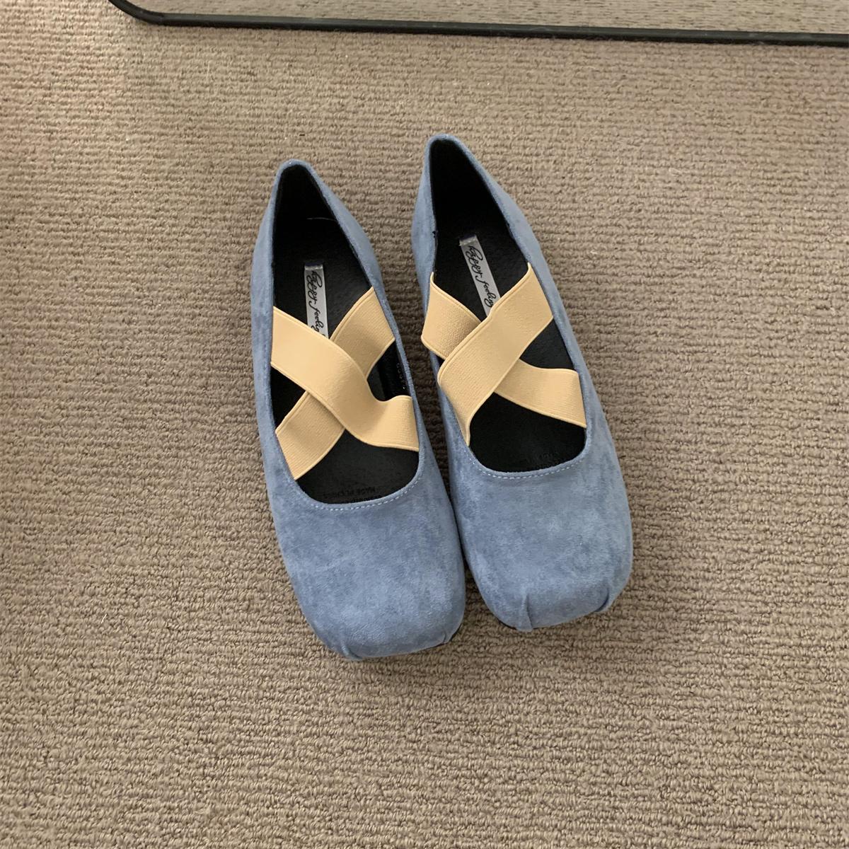 

Fashion Bailamos Women Flats Elastic Cross Ballet Shoes Suede Single Shoes new Retro everything Soft soled Mary Jane Casual shoes Mujer 37