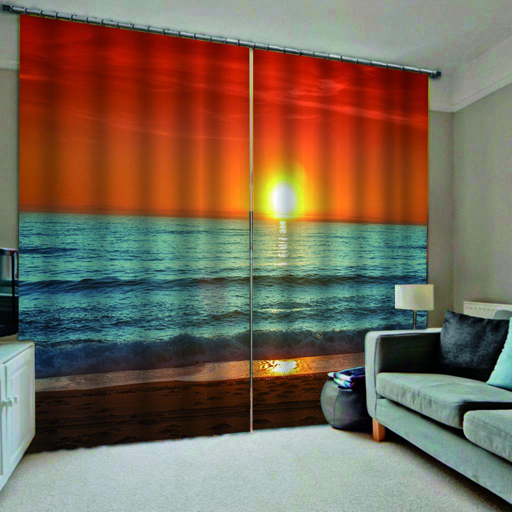 Natura Senery Tramonto Spiaggia Cielo Mare Oceano Finestra Tenda Persiane Per Soggiorno Bambini Camera Da Letto Bagno Cucina Porta Decorazione Per La Casa 2 Pezzi