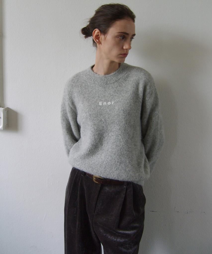 EN OR [Alpaca 59%] Logo Essential Knit Pullover - Gray