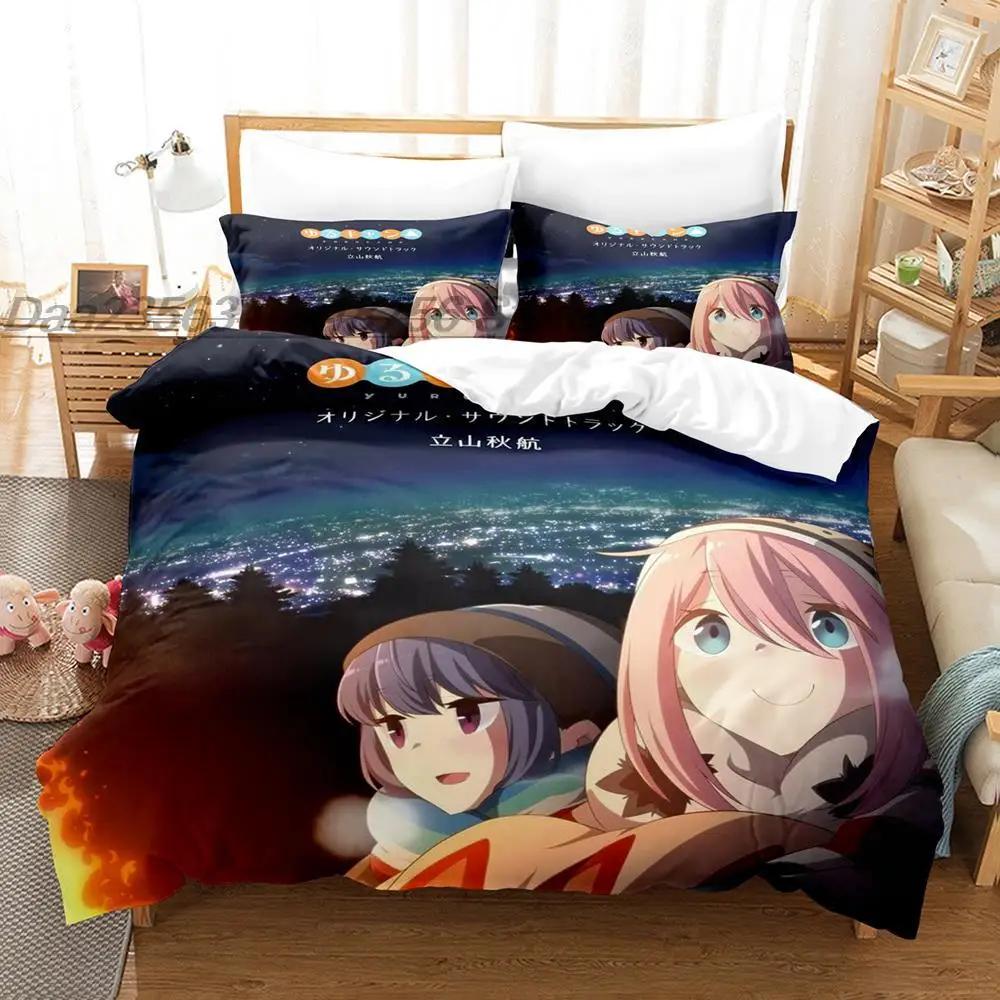 Fashion 3d Printing Anime Laid-Back Camp Bedding Set Single Twin Full Queen King Size Bed Set Adult Kid Bedroom Duvet cover Sets