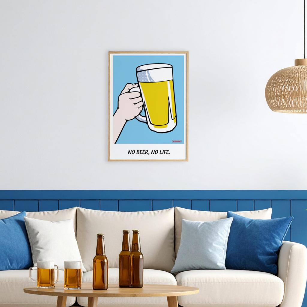 ALCOHOLIDAY Art Stilvoll Pop No No Life Poster, Poster, A2, Interieur, Skandinavisch, Alkohol, Bier, Kunst, Bier,