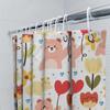 Cortina de Chuveiro para Banheiro com Padrões de Animais Fofos Ideal para Decoração de Quarto Infantil Capa de Tapete de Banheiro Impermeável em Poliéster com Flor Amarela