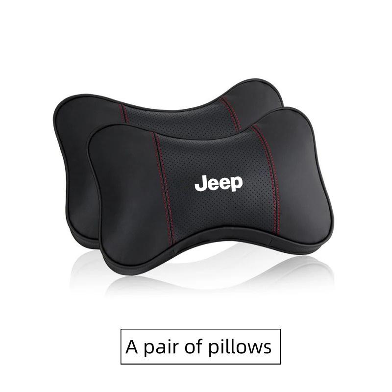 Leather Car Headrest Neck Pillow Seatbelt Shoulder Pad Accessories For Jeep Renegade Wrangler Gladiator Grand Cherokee Compass AMT1