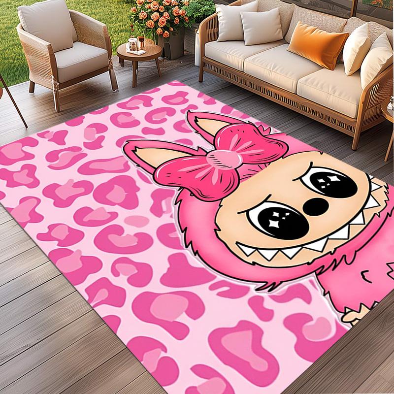 Labubu Print Rug, Washable Floor Carpet, For Entryway Dorm Laundry Room Office Study, Home Decor Birthday Christmas Gift