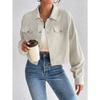 Autumn and Winter Loose Long Sleeve Casual Women Short Coats Buttons Simple Elegant Fashion Office Jacket Lapel Ladies Solid Color Clothing