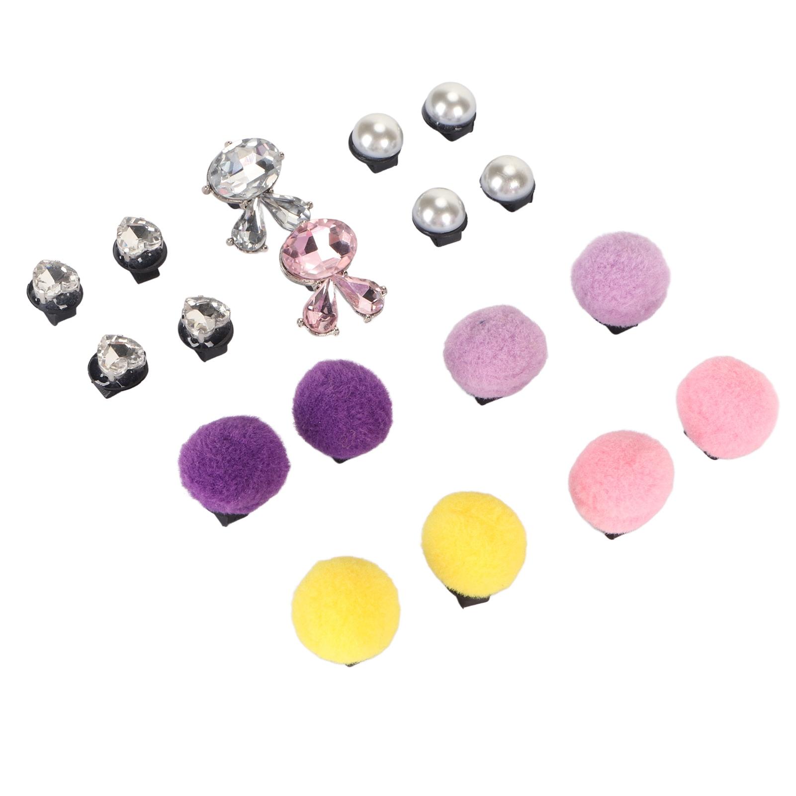 

18 шт. Декоративные клипсы для обуви Стильные Элегантные Милые Стразы Кролик Меховой шарик Жемчужная Пряжка для обуви для Сандалий Тапочек Толстые