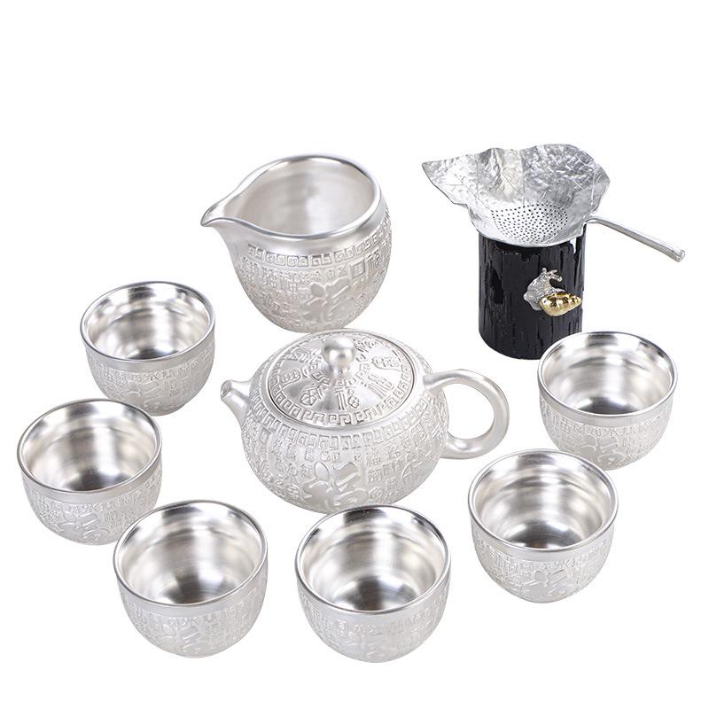 Year of the Dragon Sterling Silver 999 Teapot: Pure Handmade High-End Gongfu Tea Set Souvenir
