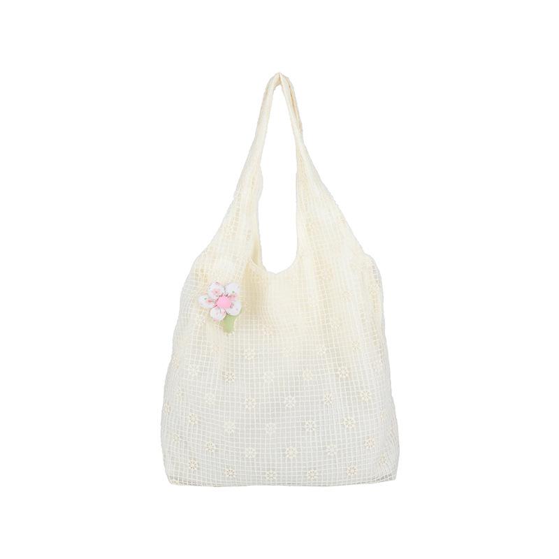 Small fresh flower bag women's new trendy holiday style tote bag large capacity commuter shoulder bag