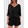BFCCQB Women's Fashion Casual Summer Spring Short Sleeve V Neck Pants Suits
