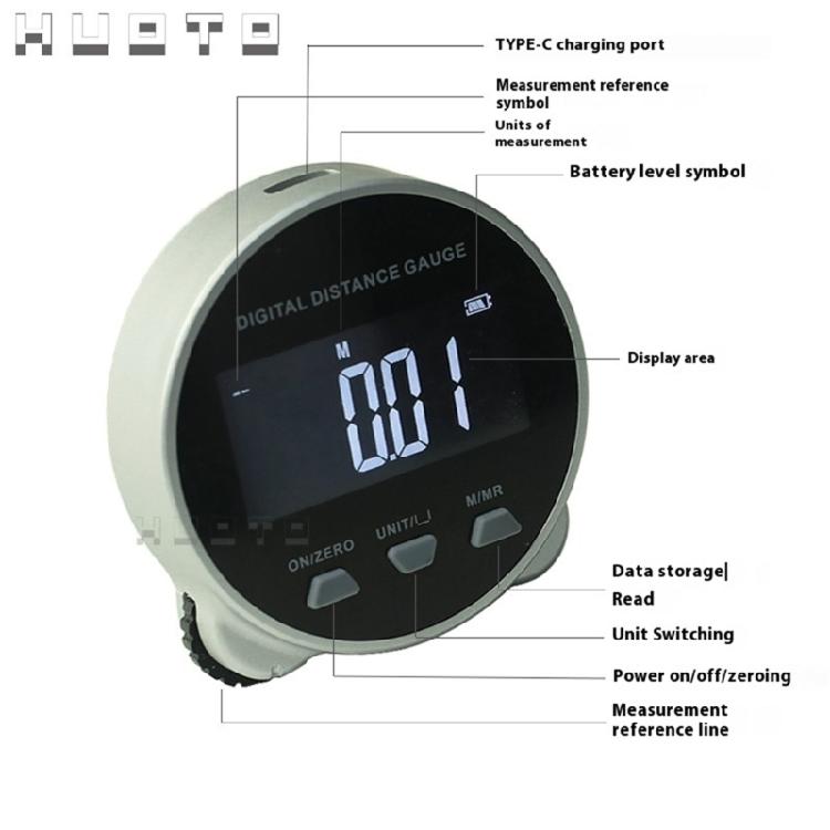 Rechargeable Rolling Rulers LCD Screen Display Auto Lock Function Shockproof Case Upgrades for Architects Contractors