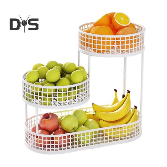 Coș de fructe pentru bucătărie Coș de depozitare cu mai multe niveluri Coș de depozitare cu mai multe niveluri Bol de fructe Organizator de coș din sârmă pentru legume, gustări, cartofi, ceapă