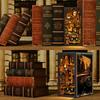 CRESYMME Book Nook Dollhouse Leeds Miniature House Log House Kit, Wooden 3D Puzzle, Handmade for Adults, with LED Lights (Automobile Museum)