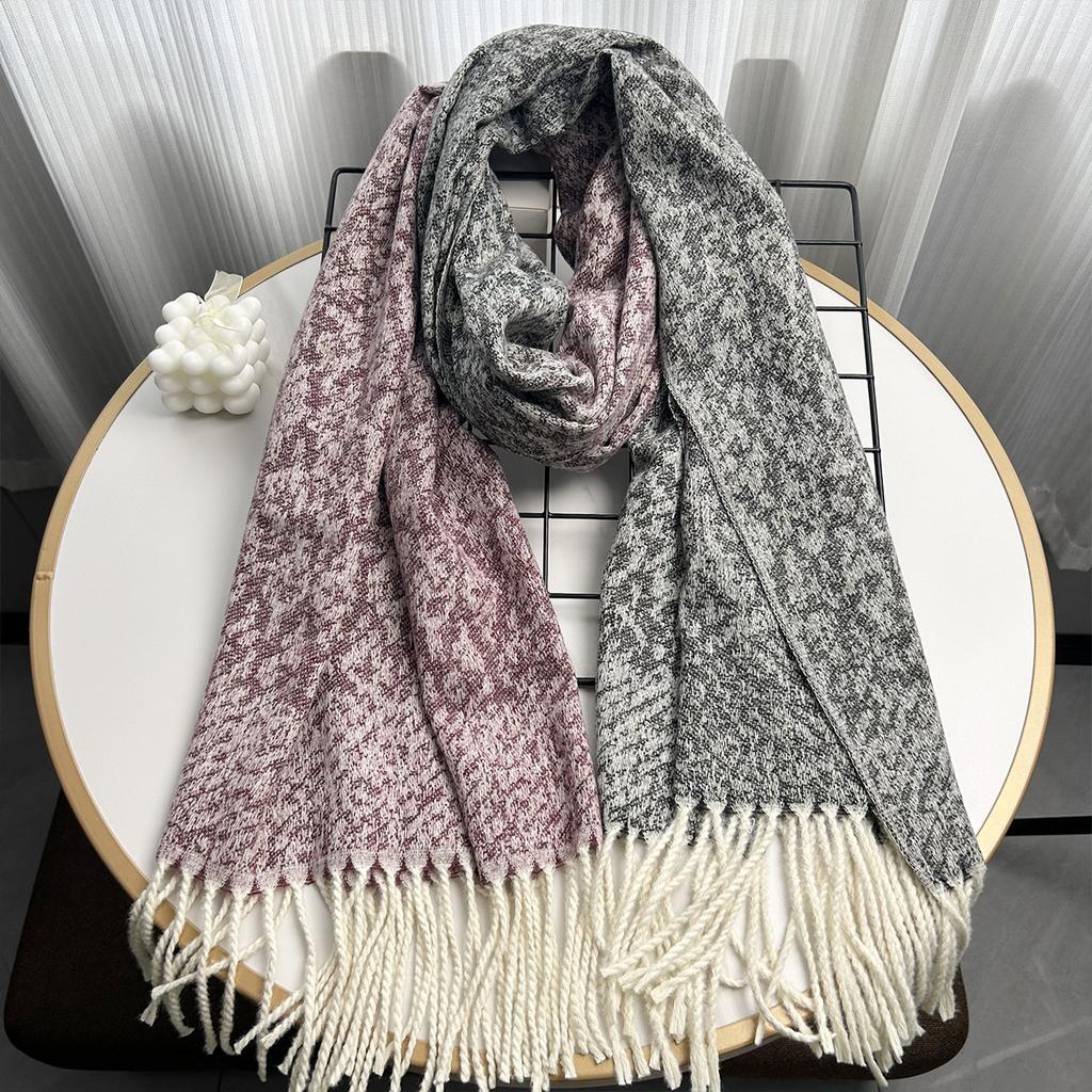 Imitation Cashmere Autumn and Winter Scarf High End Autumn and Winter New Style Lotus Warm Shawl and Long Scarf with A Sense of Atmosphere