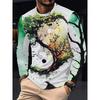 Men's Casual Autumn and Winter Printed Long-sleeved Crew Neck T-shirt