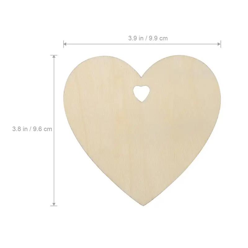50/100pcs 100mm Wooden Love Heart Christmas Ornaments Blank Slice for DIY Craft Making, Painting, Christmas Decorations