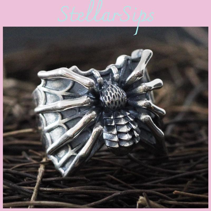 Vintage Thai Stylish Silver Spider Ring For Women Perfect For Punk Fashion Lovers