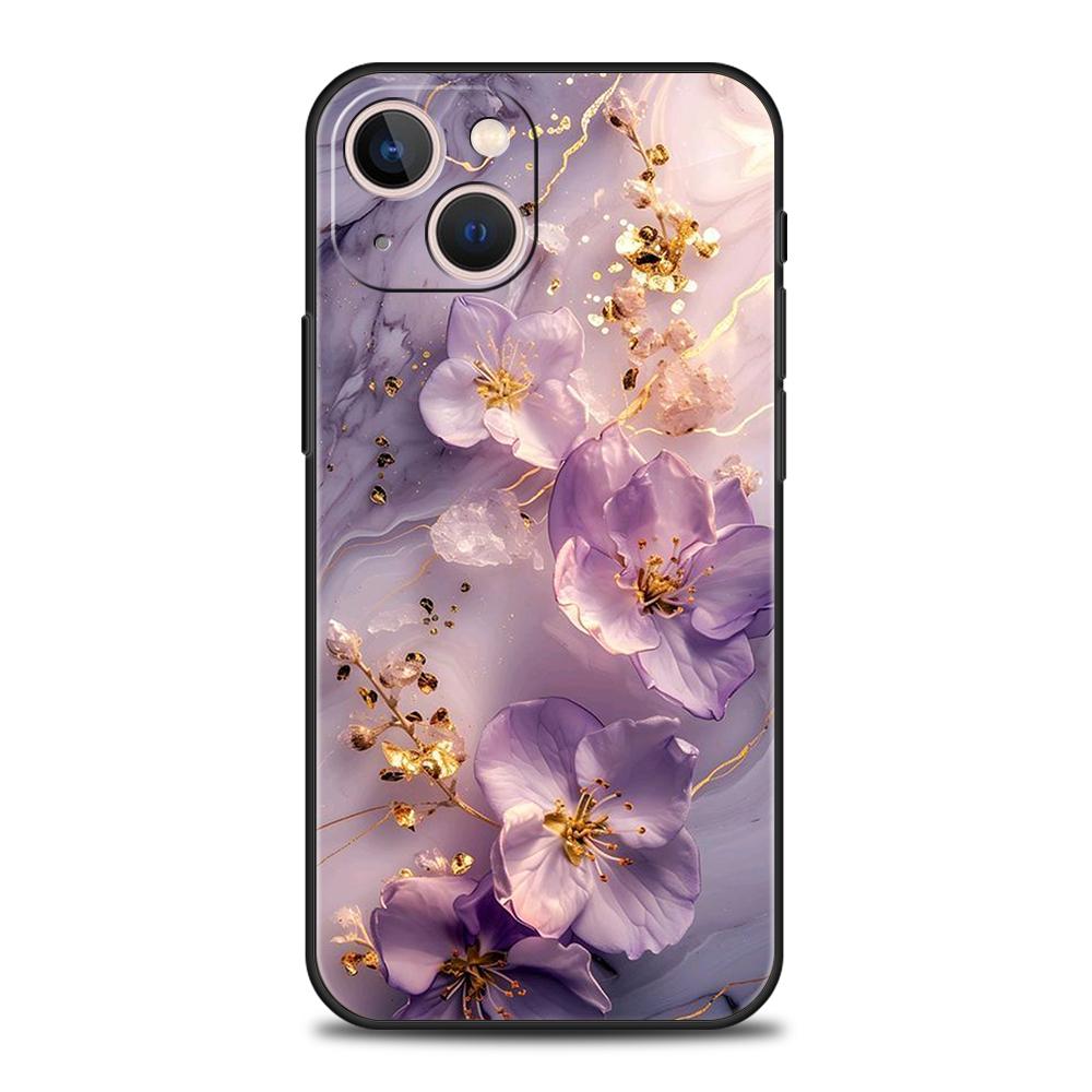 Luxury TPU Soft Phone Case For iPhone 17 Air 16E 16 11 15 14 Pro MAX 12 13 7 8 Plus X XR XS SE 2022 Cover Flower Marble
