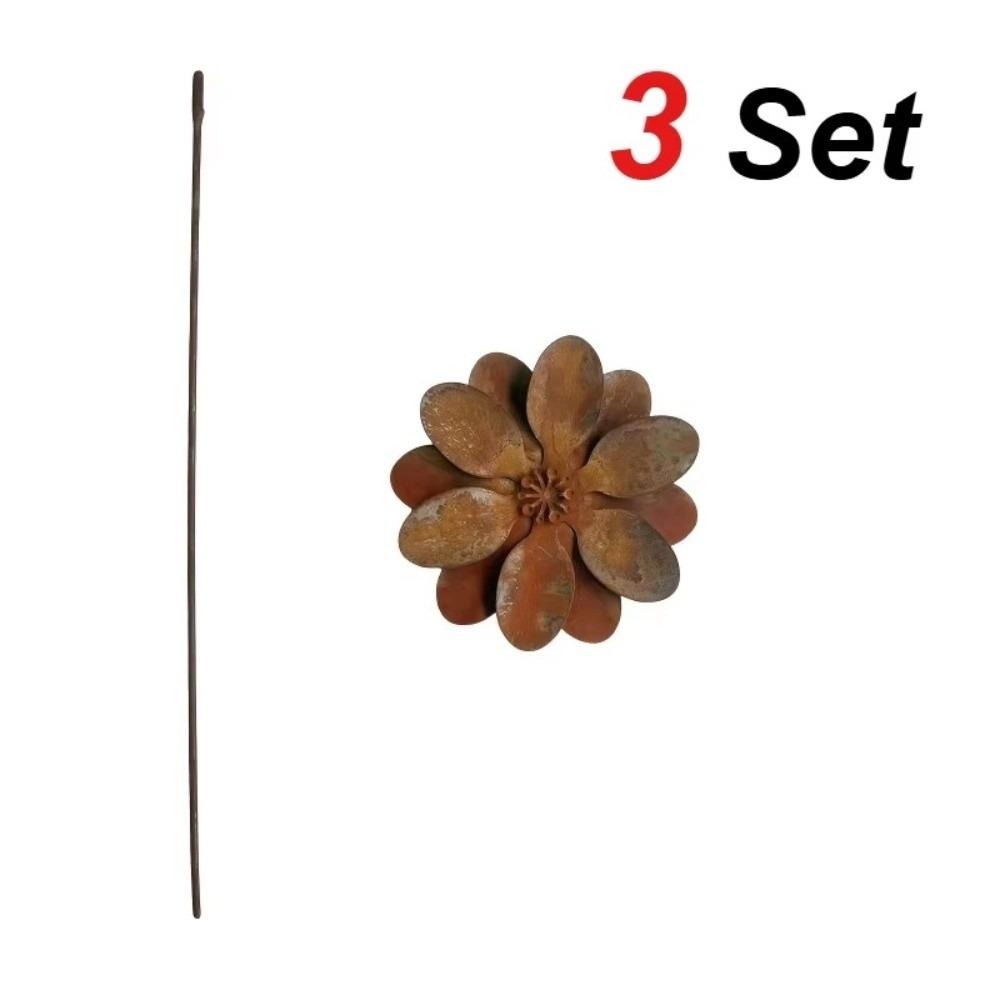 1/3 PCS Weather Resistant Floral Stake Metal Three-Dimensional Flower Ornament Garden Decoration