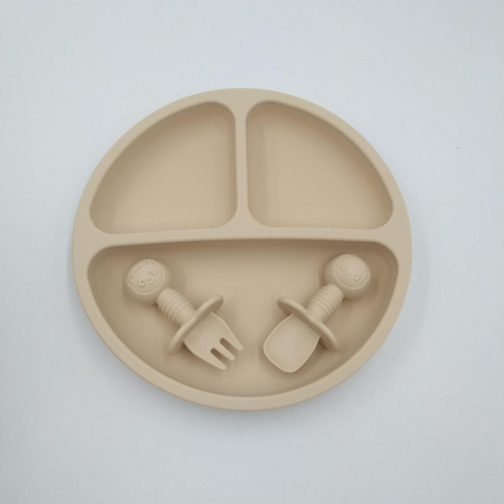 In-Stock Baby Silicone Meal Tray with Suction Cup - Compartmented Tableware