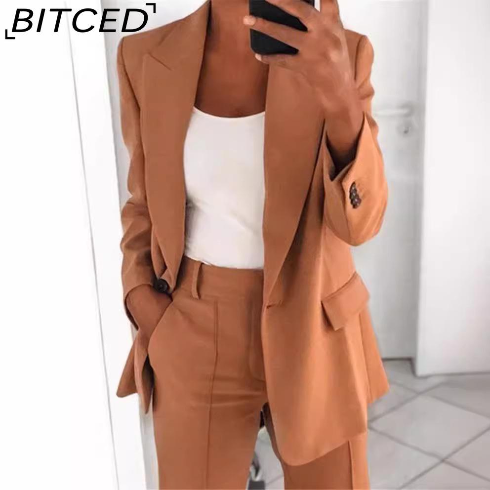 BITCED Women's Autumn Fashion: Tailored Collared Cardigan with Elegant Blazer Silhouette