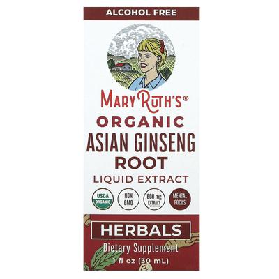 Organic Asian Ginseng Root Liquid Extract, 1 Fl Oz (30 Ml)