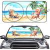Tropical Beach with Cute Cats Windshield Sun Shade, Front Window Sun Shade for Car SUV Truck-63'' X 30'', Foldable UV Ray Reflector Visor Shield