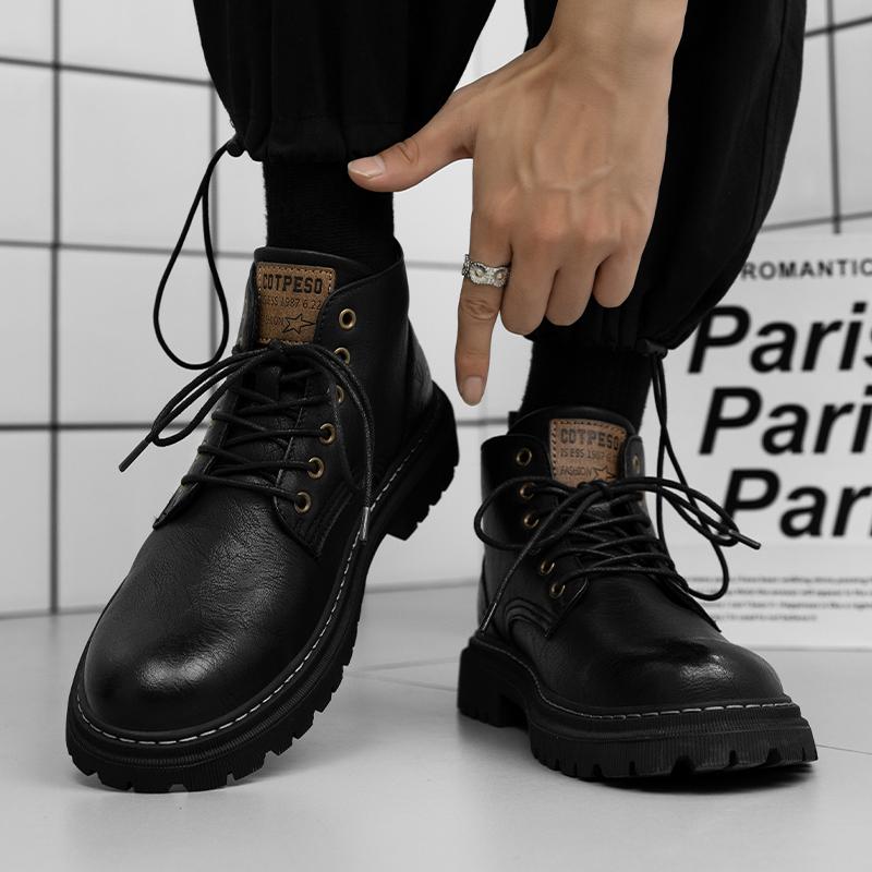 2025 New Casual Winter Shoes Non-Slip Outdoor Walking Booties Male Fashion Sneakers Men's Genuine Leather Lace-Up Ankle Boots
