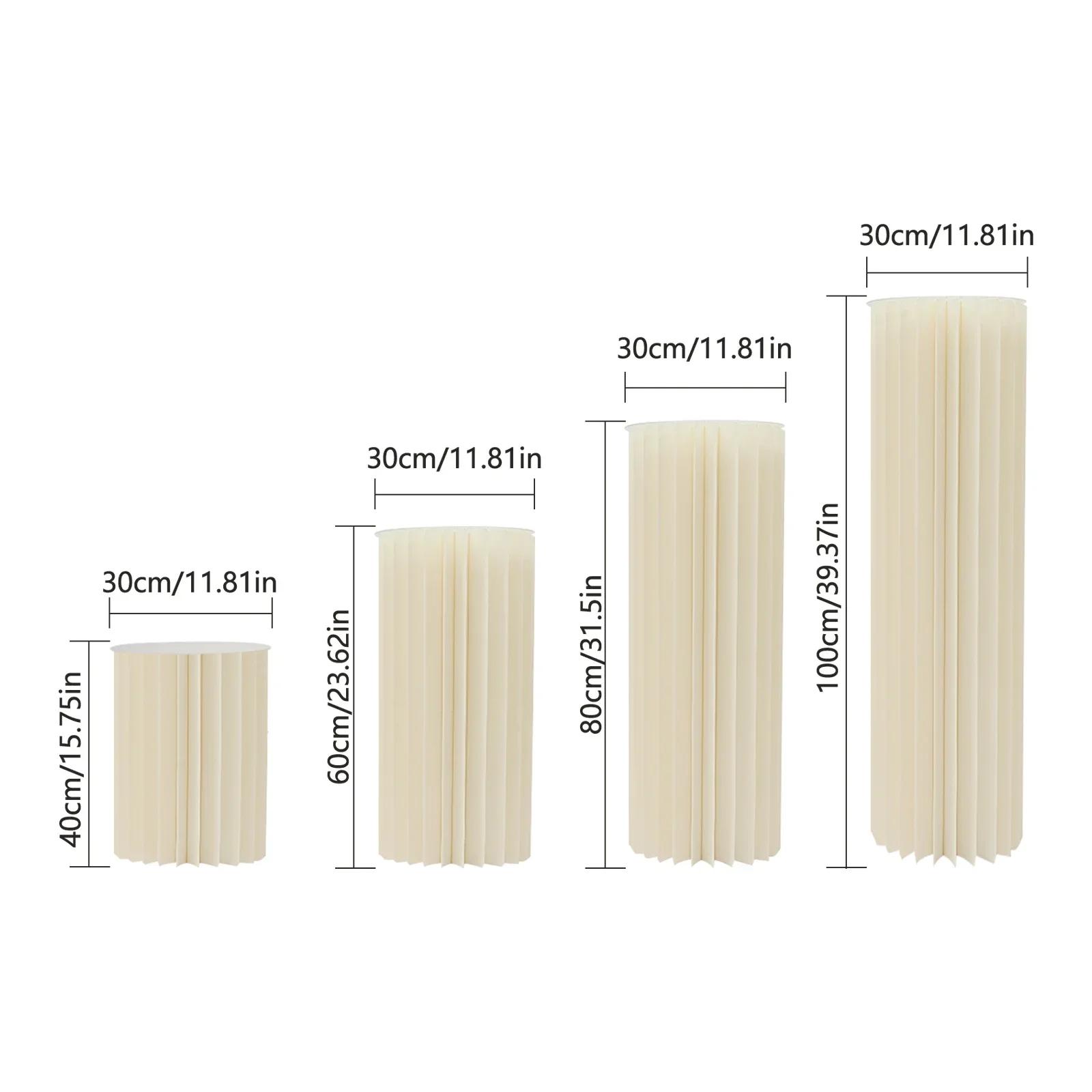 

4 PCS Foldable Cardboard Centerpiece Display, Cylinder Flowers Stand 40/60/80/100 cm Decoration for Wedding, Birthday or Party белый