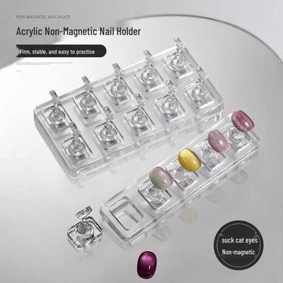 Non-Magnetic Acrylic Nail Art Practice Finger Holder with Heightened Absorbent Base