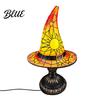 Handcrafted Witch Hat Ornament Stained Glass Lamp Table Lamp with Inline Switch USB Powered Decorative LED Desk Style Halloween for Bedroom