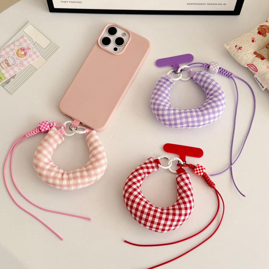 Japanese & Korean Color Block Plaid Handmade C-Shaped Wrist Accessory Ornament