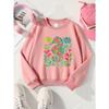 European Sizes Kids' Sweatshirts, Girls' Autumn Winter Colorful Floral Seahorse Print Long Sleeve Round Neck Sweatshirt, Casual Daily Wear.