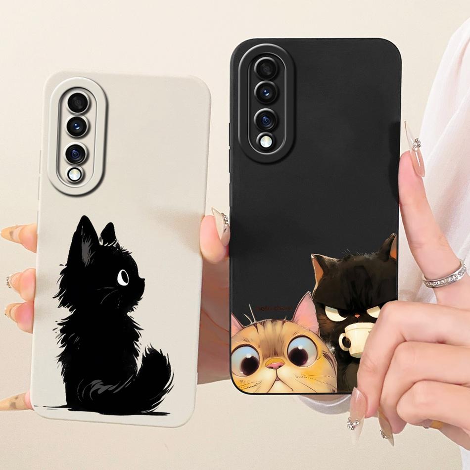 For Honor 70 70Pro 70 Pro+ Cute Cat Flower Cartoon Phone Case For Honor 70 Pro Plus Honor70 Shockproof Soft Silicone Bumpers