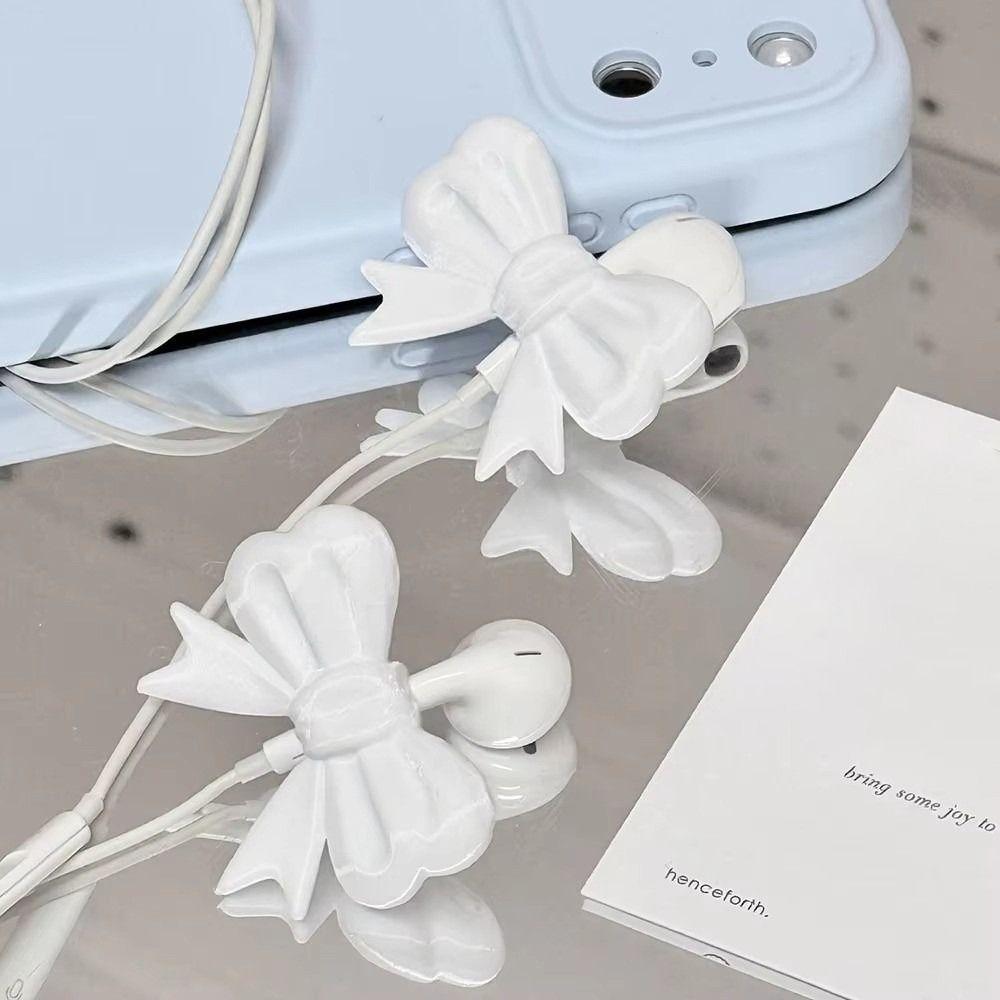 Snap-On Design Bow Headphone Charms Wired Earphones Headphone Decor Clips Gifts Earphone Charms
