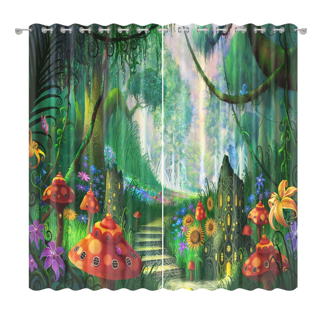 Forest Mushroom Curtain Cloth Bedroom Living Room Balcony Blackout Curtain Office Hotel Insulation Curtain