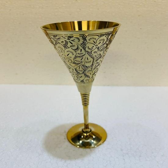 22.86 cm Brass Wine Glass Hand-Engraved Gold Goblet Polished Brass Cup for Wine, Champagne,Cocktails Halloween,Wedding, Housewarming Gift