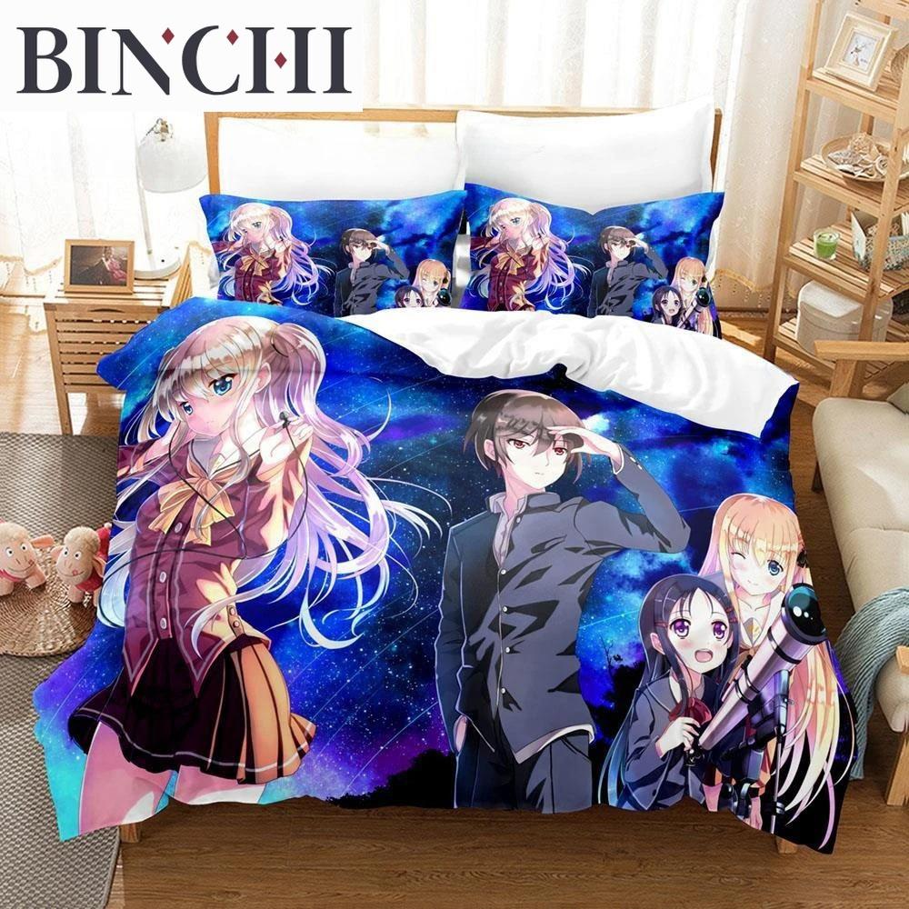 Neue 3D-Druck Anime Kawaii Mädchen Charlotte Bettwäsche Kollektion Einzelbett Doppelbett Vollgröße Queen Size King Size Bett Kollektion Erwachsener Junge Schlafzimmer Bettbezug Kollektionen