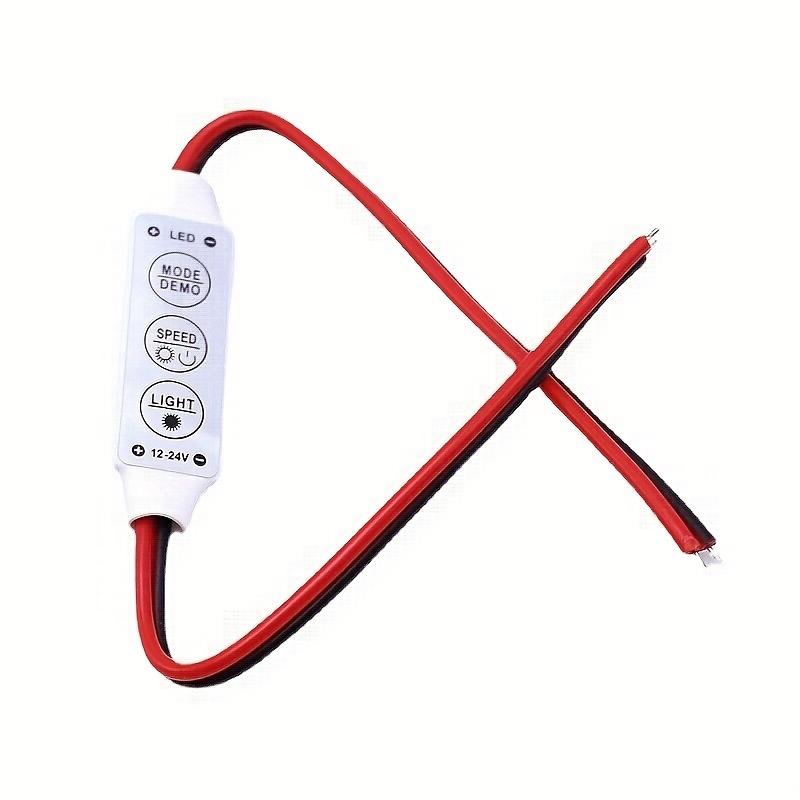 3-button Mini Monochrome Strobe Controller for LED Strip Lights, LED Light Strings, Manual Online Dimmer